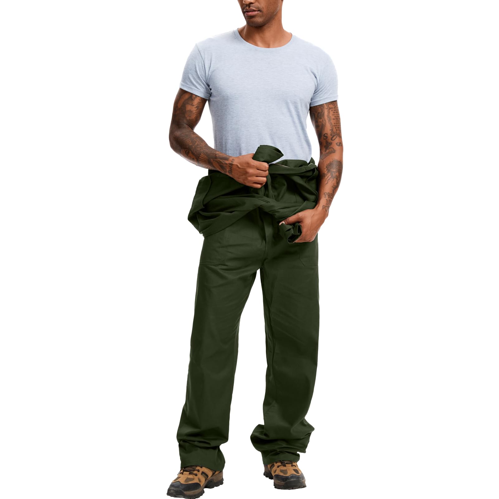 WORK IDEA Premium 100% Cotton Men's Work Coverall: The Perfect Companion for Builders Craftsmen and DIY Enthusiasts, Green, XL - Image 3