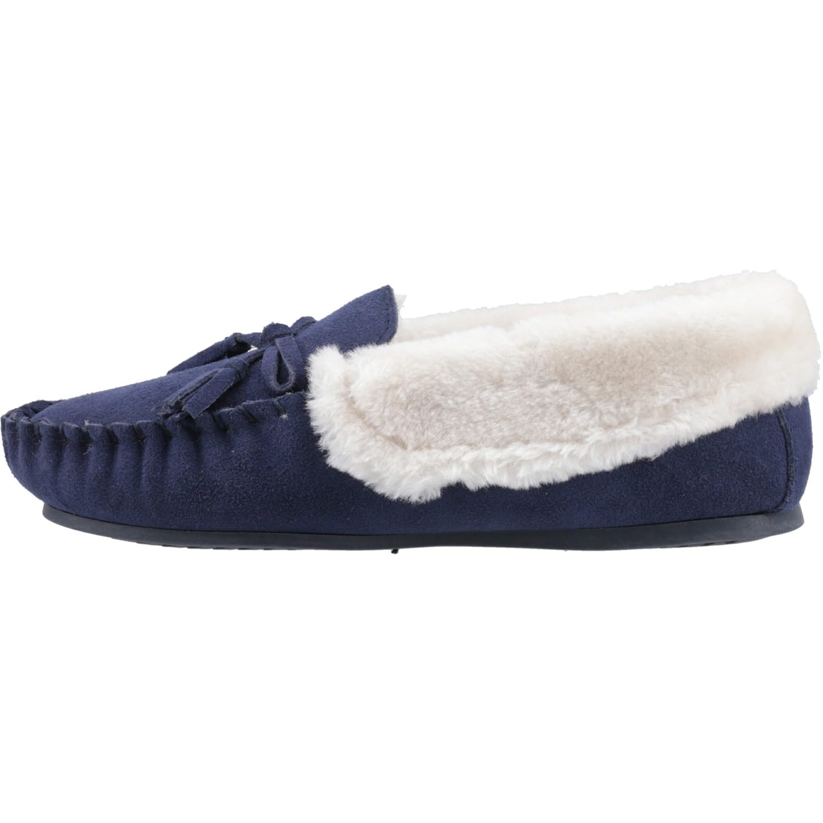 Hush Puppies Female Agnes Fur Slipper, Navy, 4