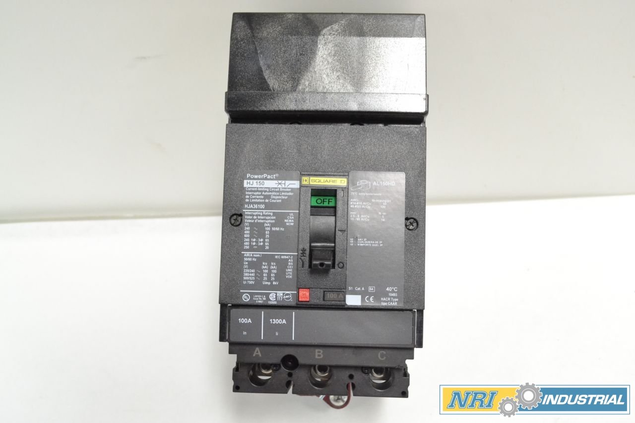 SQUARE D HJA36100 POWERPACT-HJ150 I-LINE 3P 100A 600V Circuit Breaker B282992