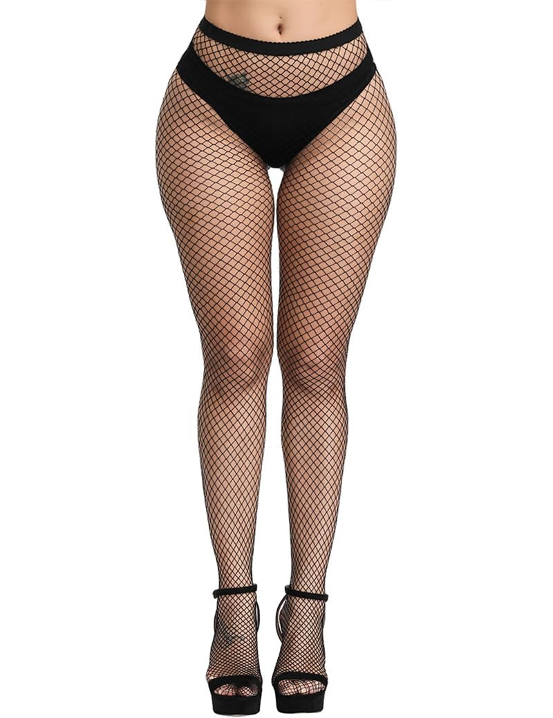 SAFSOUFishnet Stockings For Women With Stretch Waistband,Fishnets With Reinforced Toes, Fishnet Tights With High Elastic
