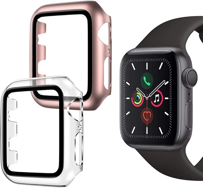 Oududianzi - Hoes compatibel met Apple Watch Series 6/SE / 5/4 met  pantserglas displaybescherming, 360° volledige bescherming ultradunne PC  hardcase voor iWatch Series 6/SE /5/4 40 mm (2 stuks, transparant +  roségoud) : Amazon.nl: Elektronica