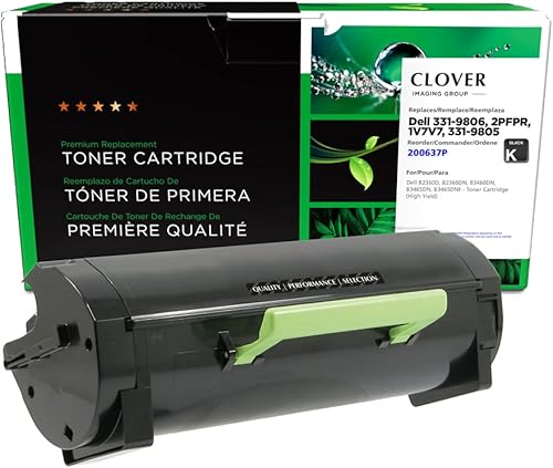 Clover Cartucho de tóner remanufacturado de repuesto para Dell B2360B3460B3465 Negro Alto rendimiento