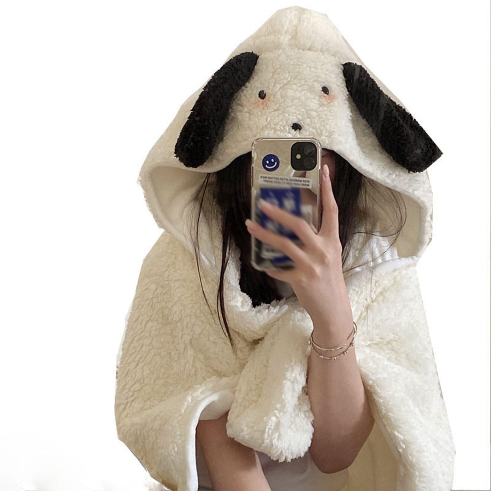 Amazon｜着る毛布 犬耳フード付 冷え対策 子供 大人用 肩掛け