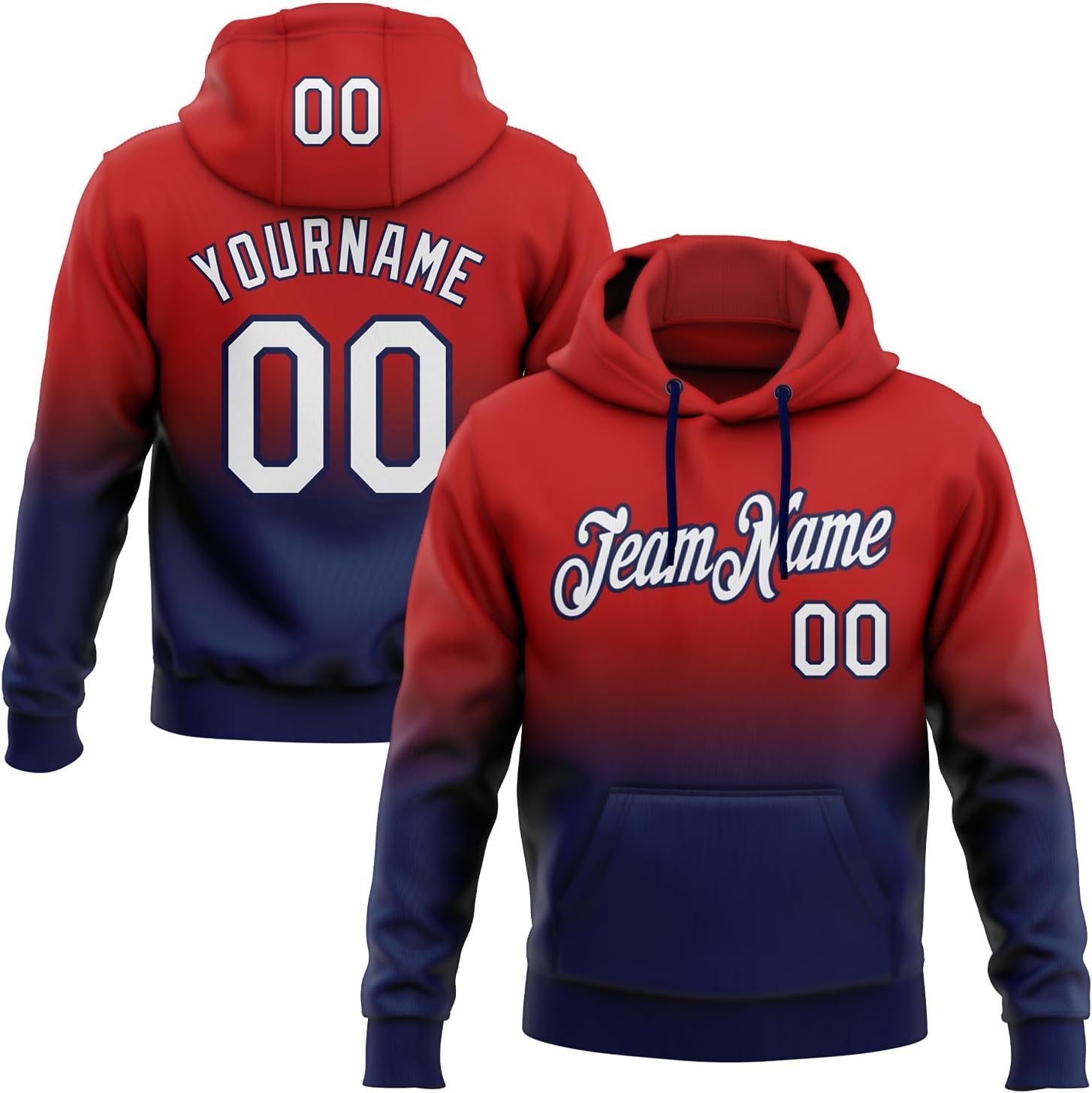 Custom Pullover Baseball Hoodies Personalized Gradient Hooded Sweatshirts with Name Number for Men Women Youth Boys
