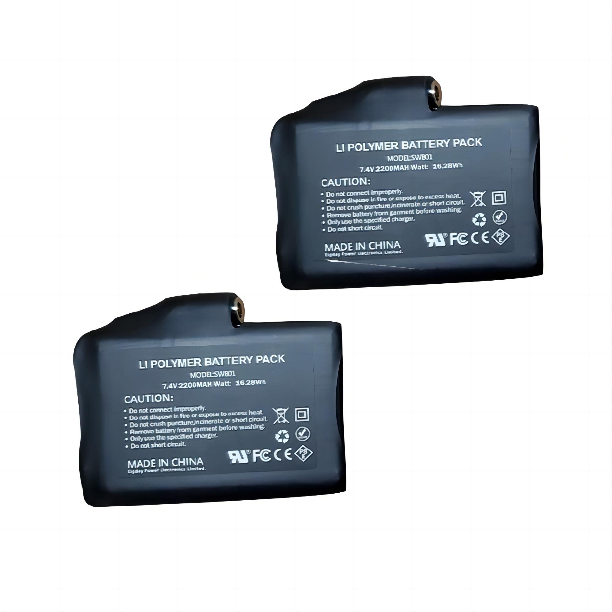 2PCS 7.4V 2200mAh Lithium Polymer Rechargeable Battery, Lithium Polymer ion Rechargeable Lithium ion Polymer Battery UL FCC Safety certification Black Dustproof Batteries