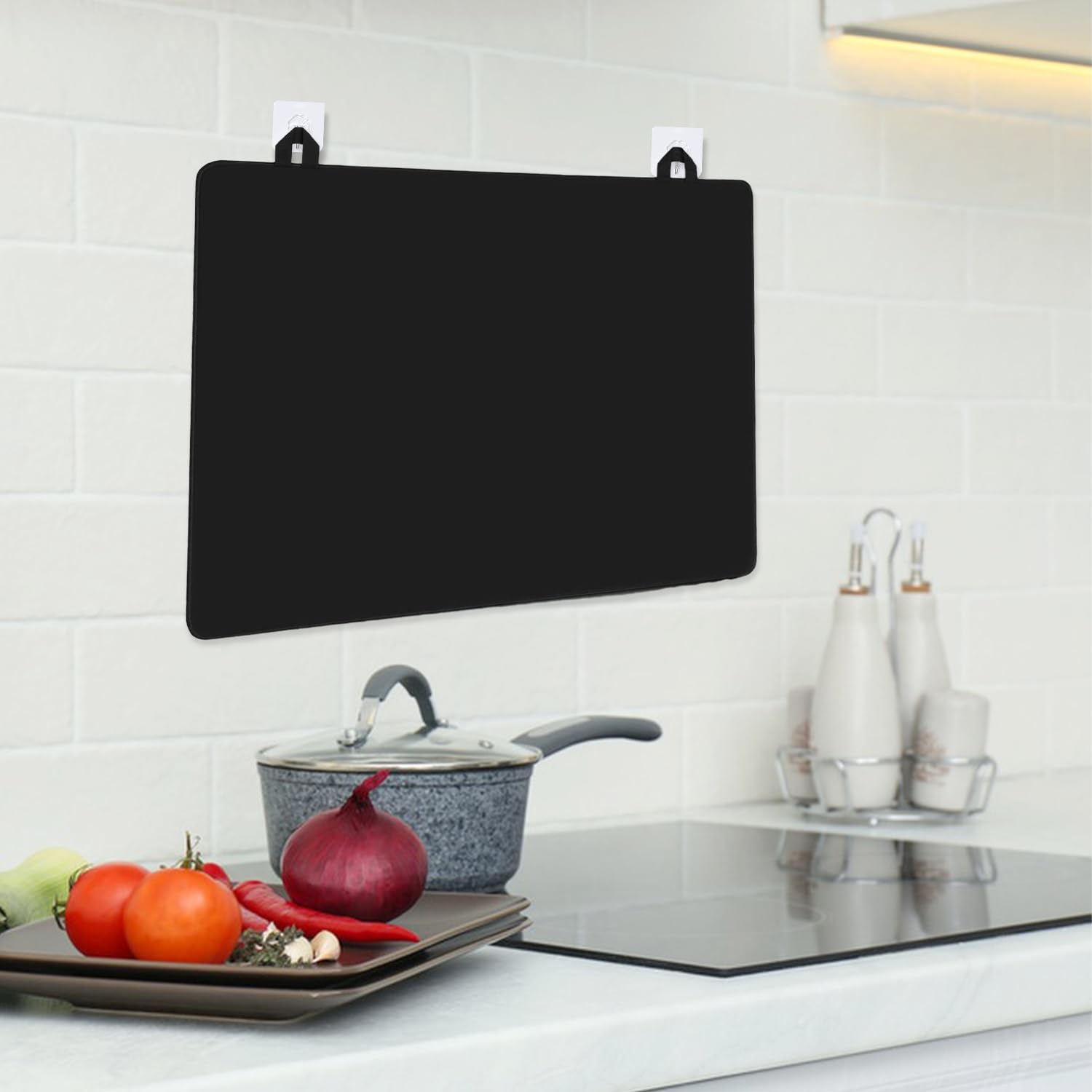 1 sztuka osłona indukcyjna płyta ochronna 61 x 52 cm wielofunkcyjna indukcyjna mata podłogowa antypoślizgowa silikonowa płyta kuchenna odporna na zarysowania do kuchenki indukcyjnej (czarny)