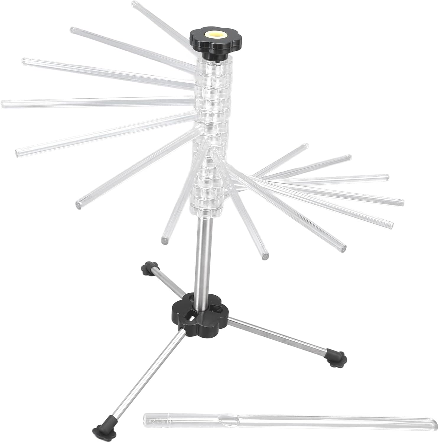 Restokki Noodle Drying Rack Manual Rotation Pasta Drying Rack Stainless Steel Folding Noodle Rack for Household Kitchen