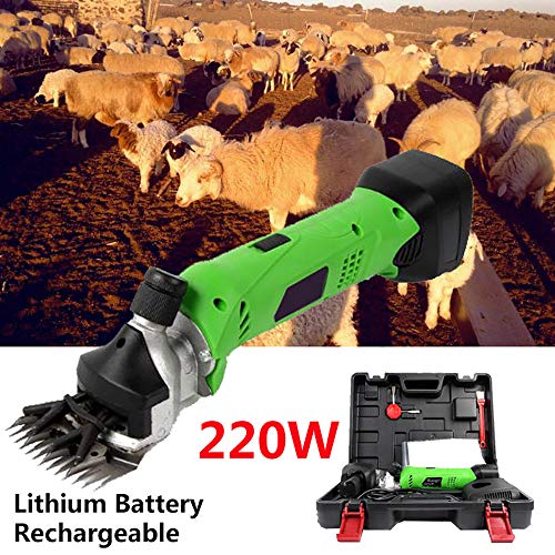 CHHMAELOVE 220W Charging Electric Sheep Shears，Goat Shearing Clippers Trimmer Wool，Professional Sheep Shears,One Switch,Animal Shave Grooming Farm Supplies,Green