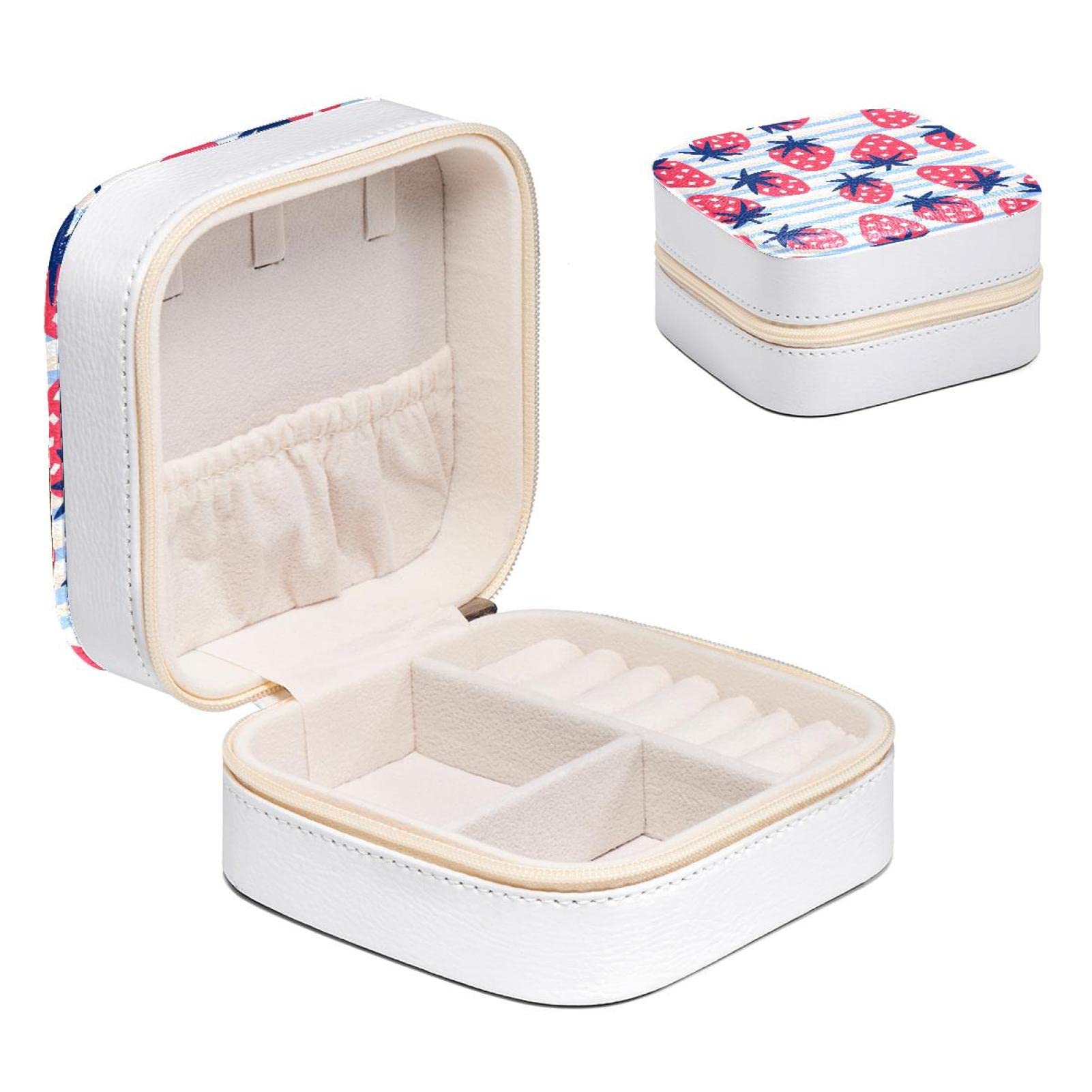 Boîte à bijoux voyage fraise bleue l'organisateur de vos déplacements