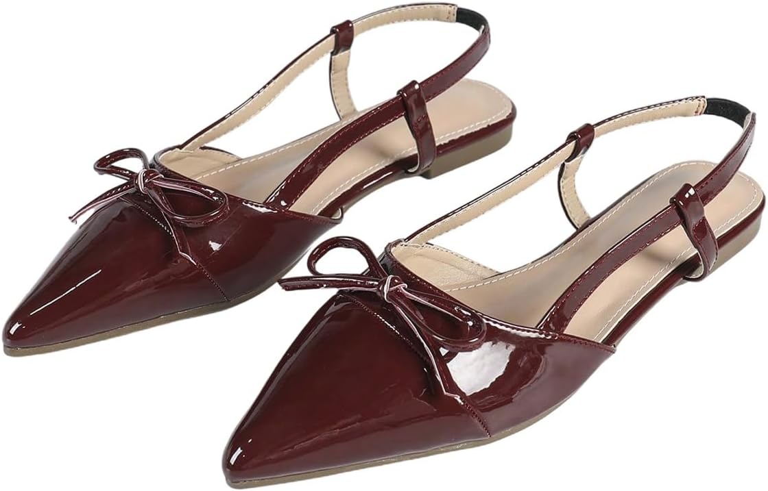 Women's Slingback Flat - Elegant Bow Design