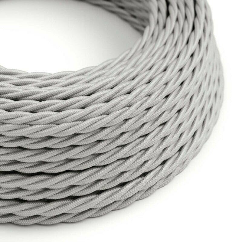 10 Meter Vintage 3 Core Grey colour Twisted Electric Cable Fabric Covered Wire Italian Braided 0.75 mm Electrical Cable Flexible Wire for Lighting Other Appliances
