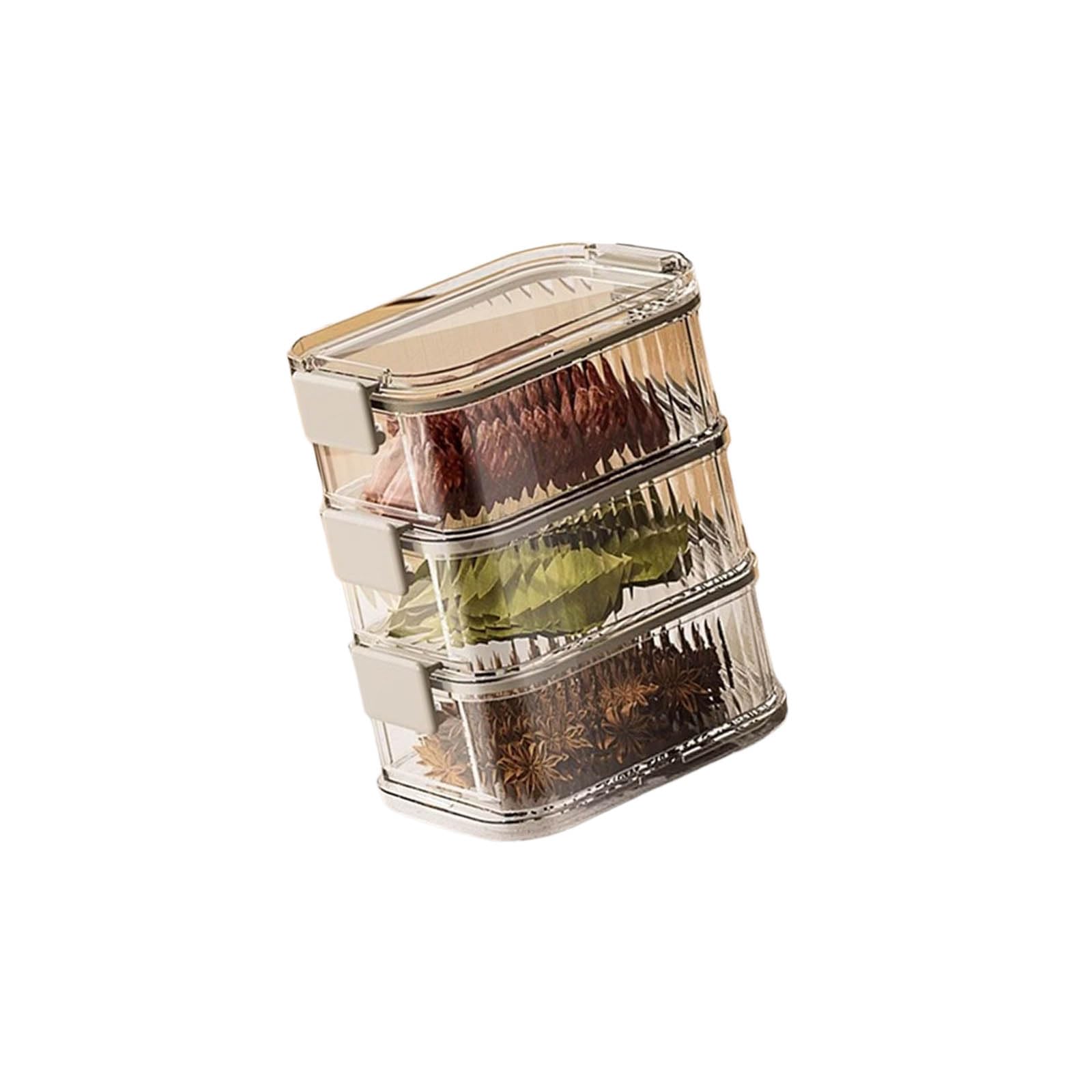 Ziddar 3-Tier Stacking Spices Container Leakproof Kitchen Storage Box For Dry Ingredients Space Efficient Seasoning Organization Tool Food Grade Dispenser