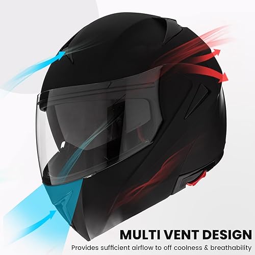 Miniatura 4 de Casco de motocicleta modular ILM 10colores, XL, Negro mate