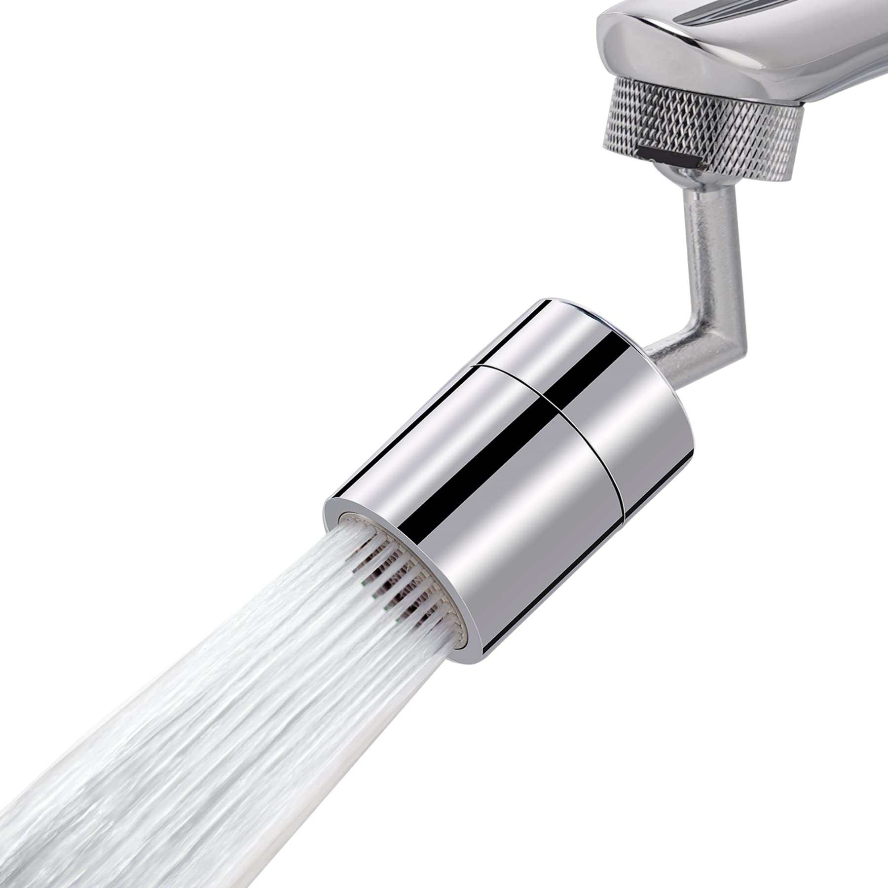 Hibbent 720 Degree Big Angle Sink Aerator - Dual Function Faucet Mounted for Face Washing, Gargle and Eye Flush - 55/64 Inch-27UNS Female Thread, Chrome