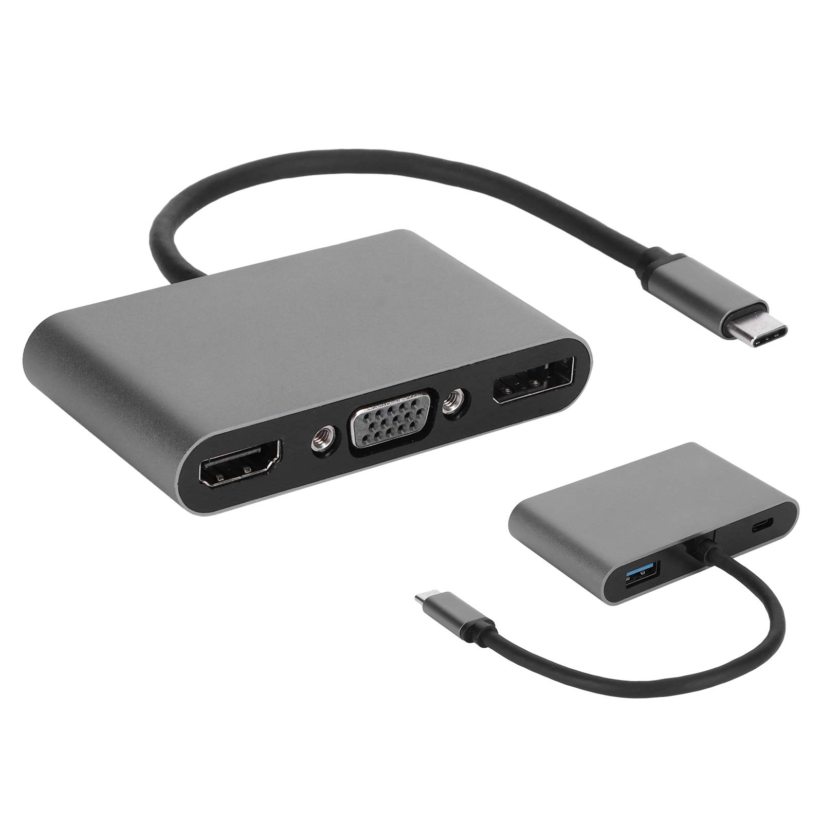 Docking Station 4K con Hub USB PD VGA, Adattatore Multifunzione di Tipo C per Notebook, Estensione Display Multischermo MST in Lega di Alluminio