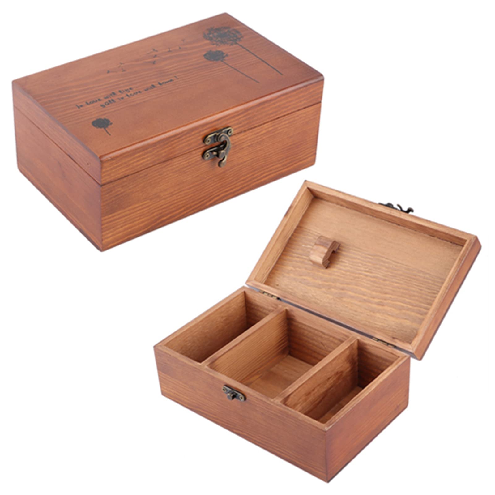 Ejoyous Scatola da Cucito Vintage in Legno per la Casa Scatola per Filo in Legno di Pino con Pittura a Motivo Tarassaco e Organizer per Riporre Aghi per Stampa in Seta per la Scrivania di Casa