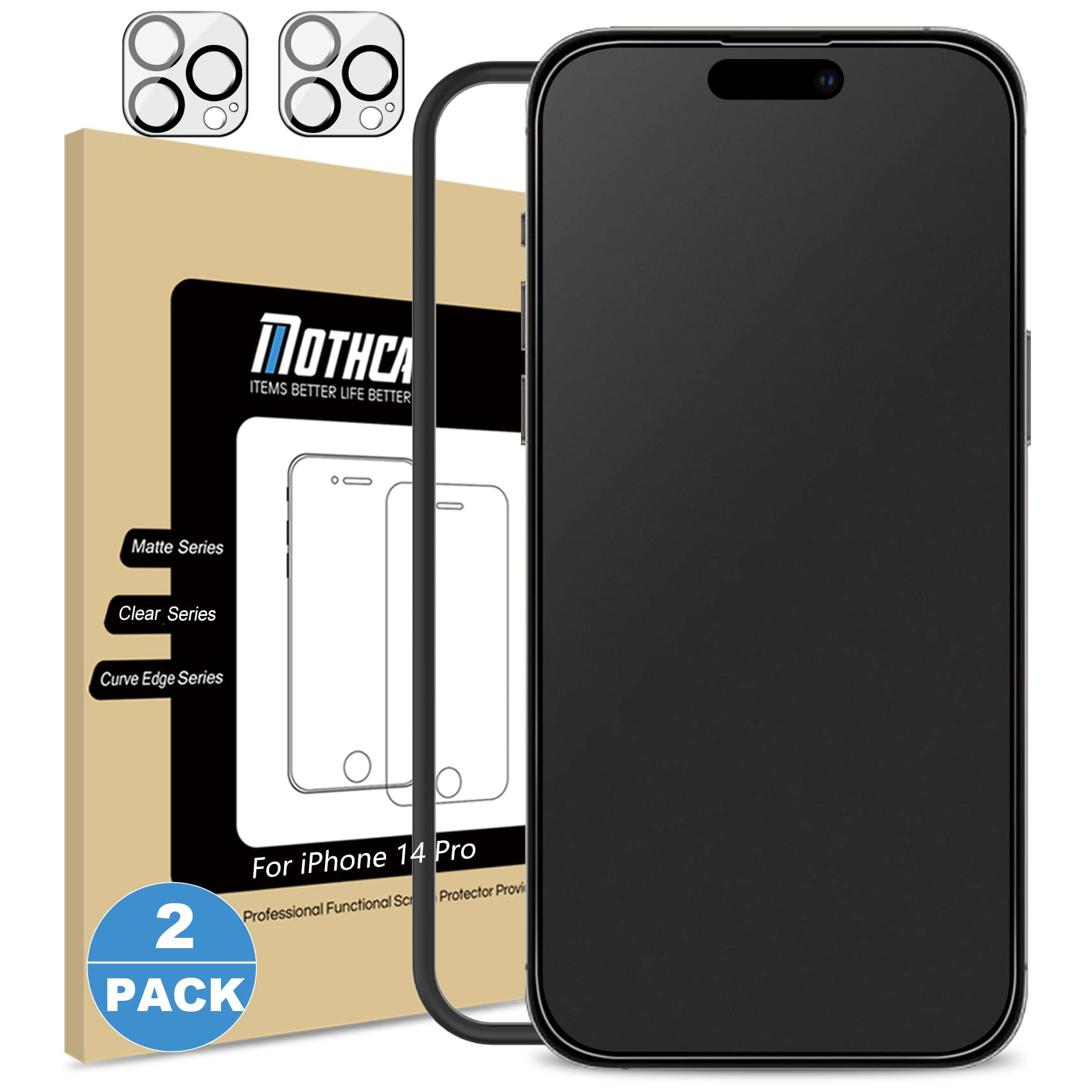 Maxdara Protezione Totale Per IPhone 14 Pro Max: Vetro Temperato Anteriore, Posteriore E Fotocamera (2 Confezioni) - HD E Anti-impronta