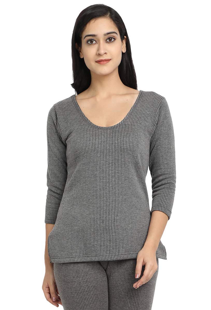 light pure Women Very Soft Cotton Fleese 3/4 Sleeve Thermal Body Warmer Top for Winter-picture-53