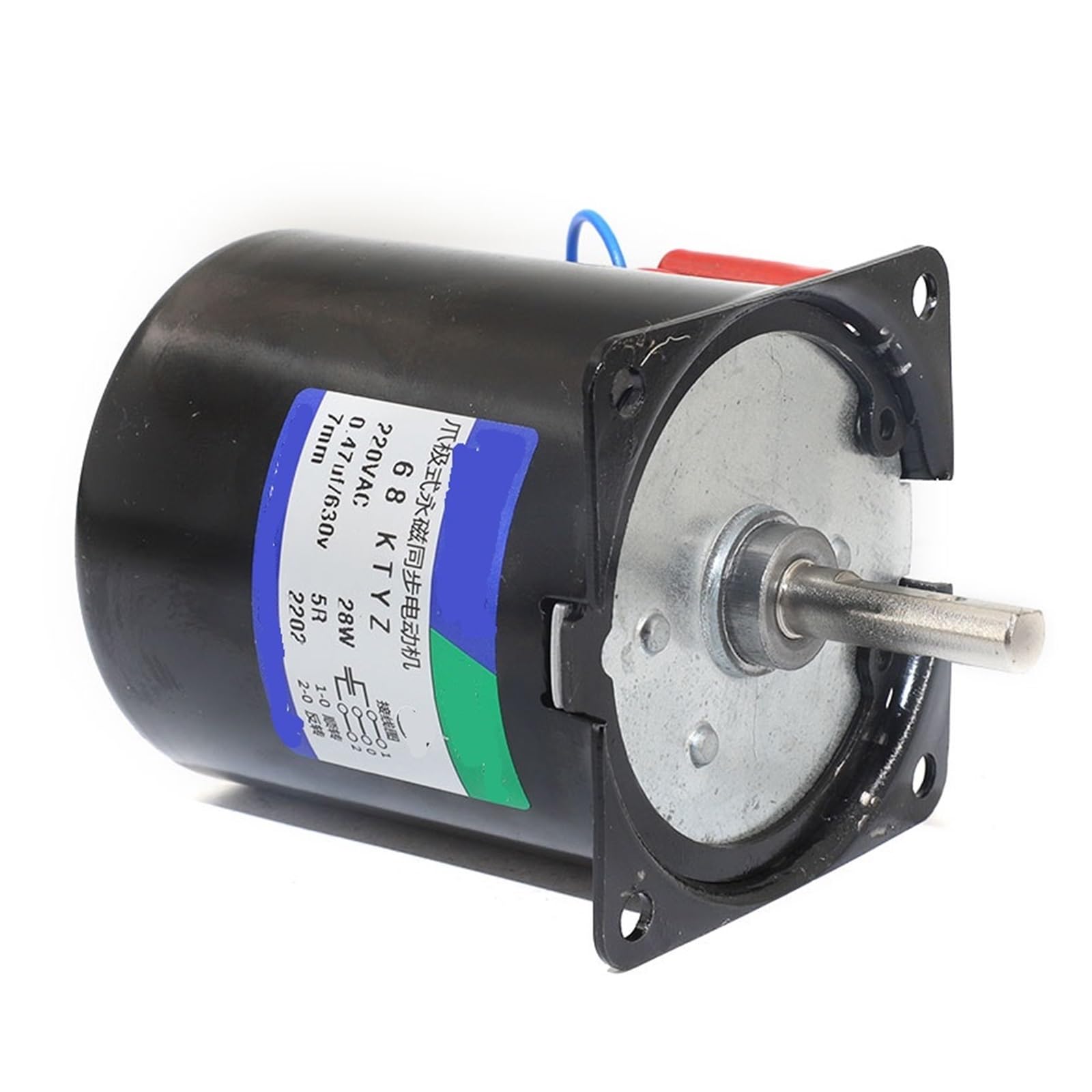 Motores síncronos de ca Motor síncrono de imán Permanente 68KTYZ con Eje Central de 7 mm y Orificio, Motor eléctrico con Reductor de Engranajes metálicos de CA de 28 W CW/CCW, 220 V(1rpm)