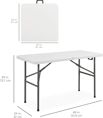 Miniatura 2 de Mesa plegable portátil de plástico Best ChoiceProducts para interior o exterior picnics campamentos fiestas al aire libre 6 Blanco