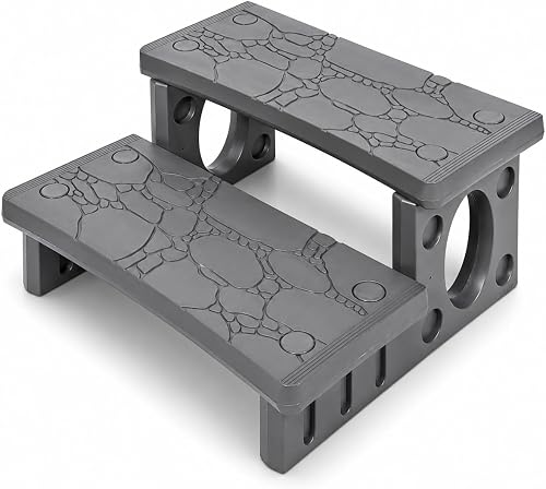 XtremepowerUS Premium Multi Purpose 2-Step Spa Hot Tub RV Campers Deck Steps Deck, Spa, Hot Tub, Bathtub, Swimming Pool Sided Step Non-Slip Steps for Outdoor/Indoor (Gray)
