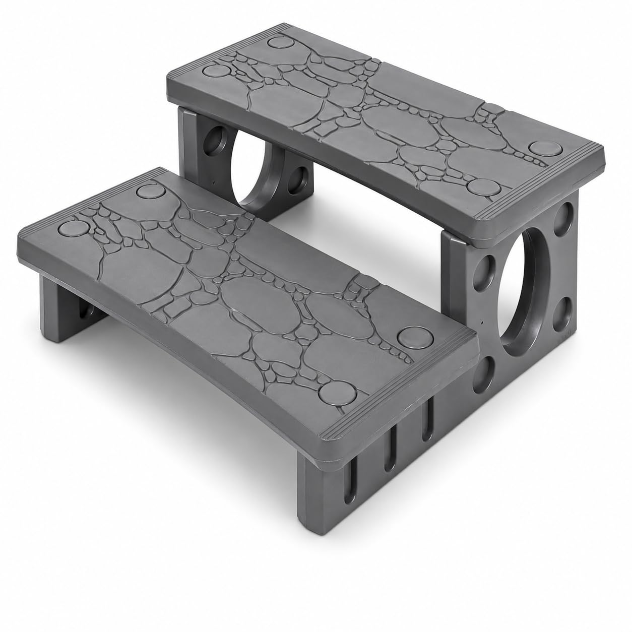 XtremepowerUS Marchepieds antidérapants multi-usages en 2 étapes pour spa, jacuzzi, camping-car, spa, bain à remous, baignoire, piscine (gris)