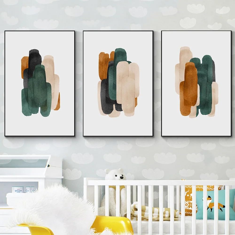 WUHBCZ Art Pictures-Modern Abstract Canvas Poster Green Rust Wall Art Print Nordic Pictures Minimalism Paintings for Living Office Room Home Decoration-40 * 60cm/3PCS (No Frame)