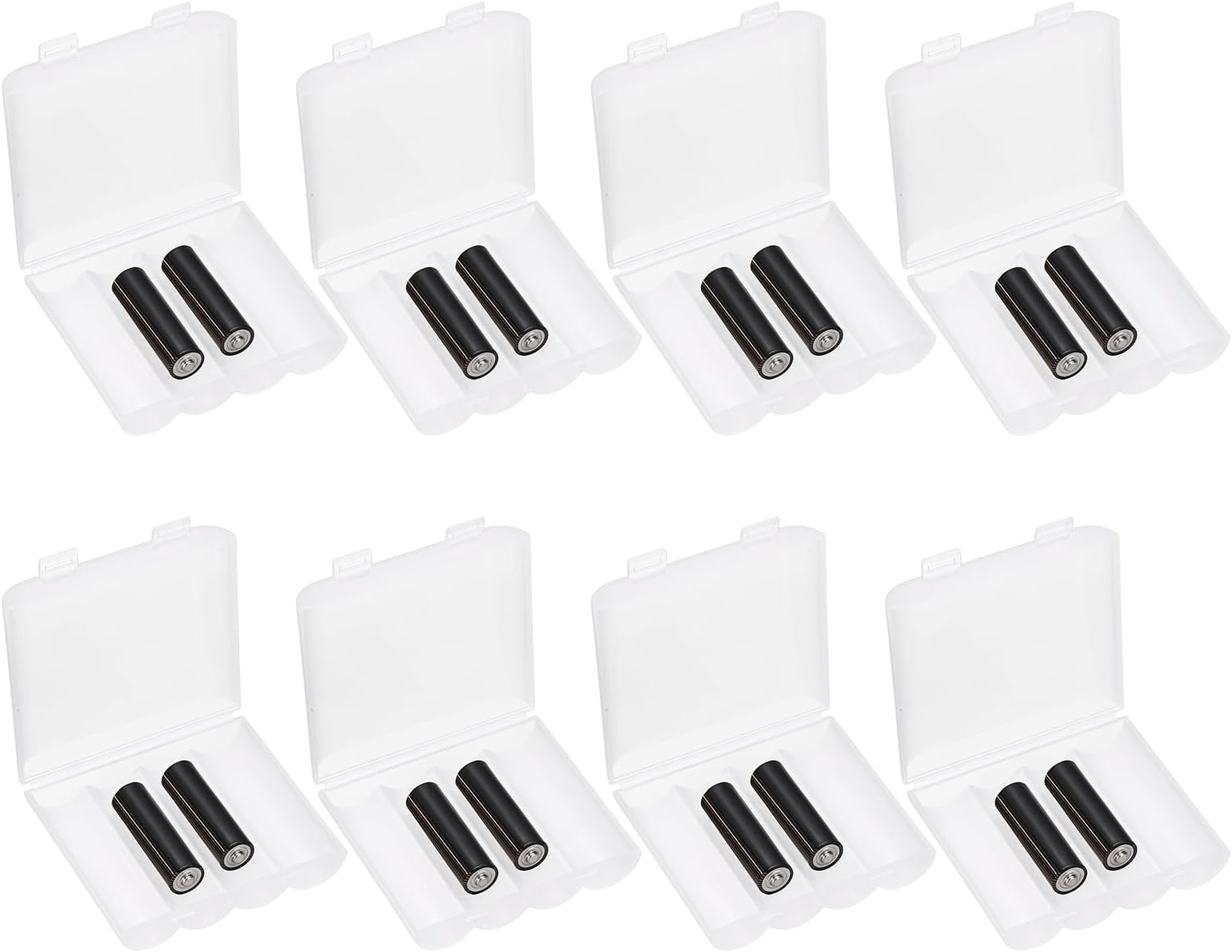 – sourcing map Battery Organizer Storage Box, Plastic Clear 4 x 21700 Battery Storage Case Holder Garage Container Portable Organizer for Travelling, Home, Office, Garage (Pack of 8)