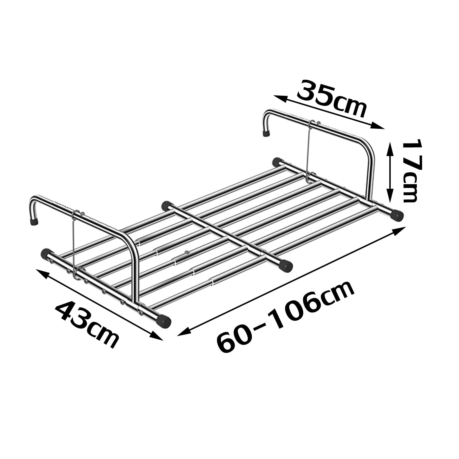 HJXGQJM Balkonwäschetrockner Edelstahl Balkontrockner Klappbar Hängetrockner Wäscheständer Wandtrockner Heizkörper Hängewäschetrockner Wäschehänger Balkon Trockner(Without Black Plate,60-106cm)