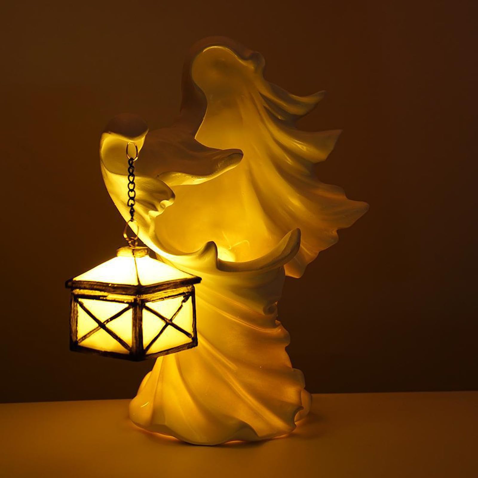 Spooky Faceless Witch Statue With Lantern – Resin Halloween Spooky Faceless Witch Statue With Lantern – Resin Halloween