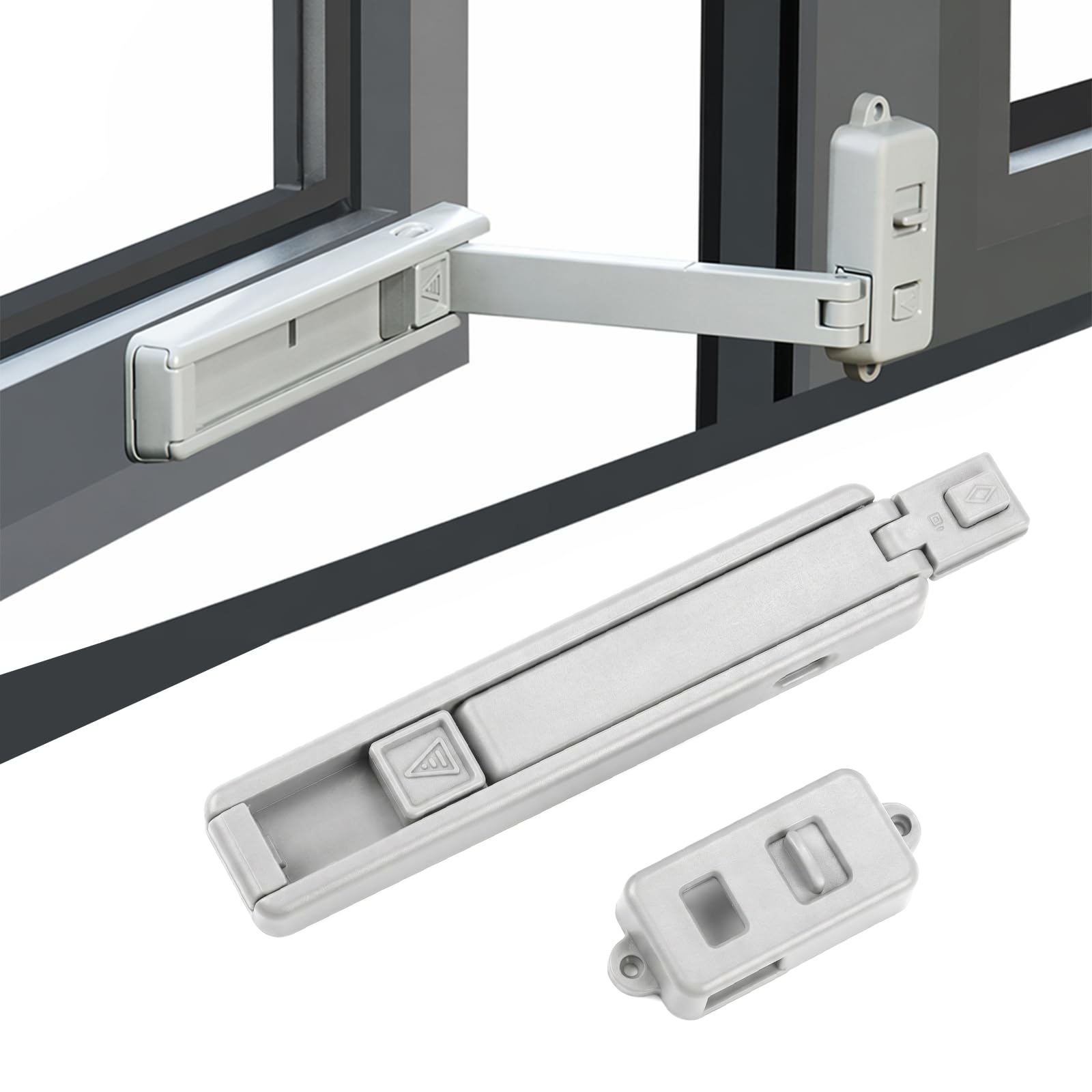 Window Restrictor Safety Locks for UPVC Wooden Metal Windows Cat Window Guard Self Adhesive No Drilling Required Adjustable Opening Catch White