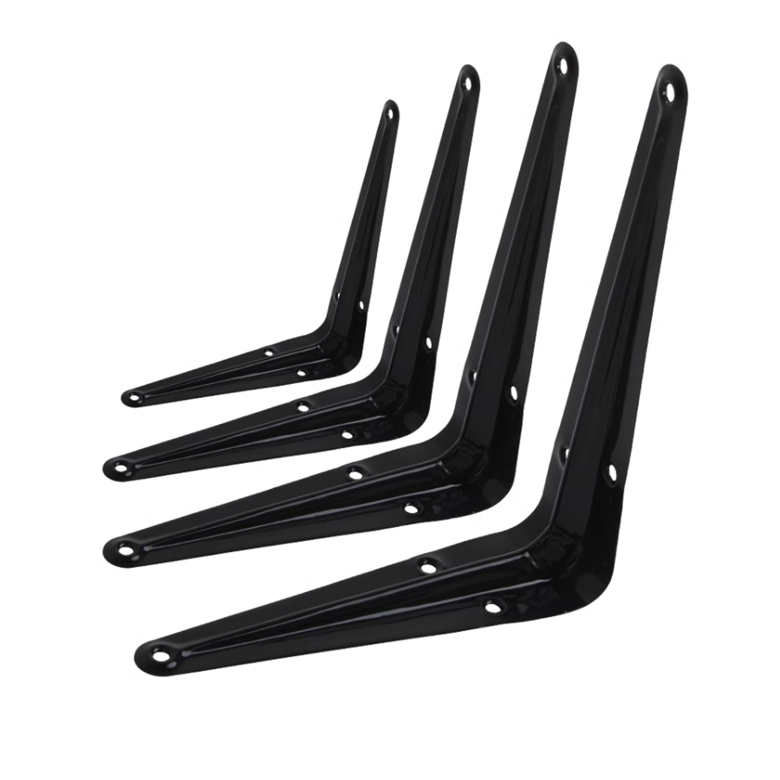 4 Pezzi Staffe per Mensole Galleggianti,Reggimensola Ferro,Supporto per Mensola a Parete,Scaffali a L,per Mensole in Cucina,Libreria,Studio,Giardino,con Viti,Nero (350mm x 400mm)