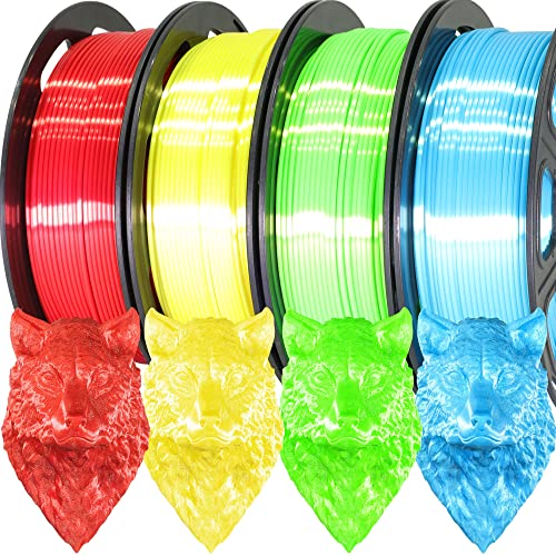 MKOEM Silk Shiny PLA 4 Bright Colors PLA 3D Printer Filament Bundle:...