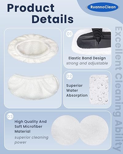 Miniatura 4 de Paquete de 12 paños universales de microfibra para limpiador de vapor de mano, accesorios de limpiador de vapor, almohadillas reutilizables para