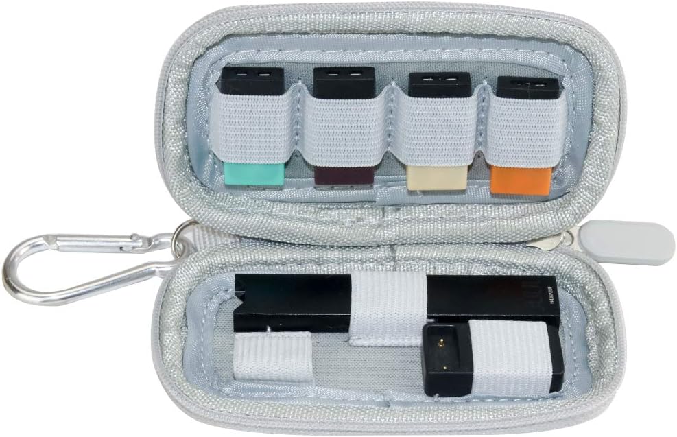 Brappo Carrying Case Compatible for JUUL, Pu Leather Storage Bag with Pods Holder (Device Not Included) (Silver)