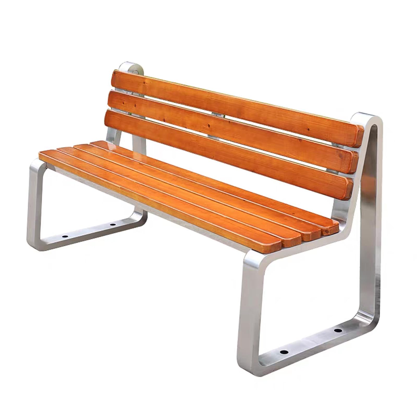 Banco de metal para jardín al aire libre, moderno acero inoxidable, asiento de listones para patio, porche, piscina, balcón, capacidad para 2 personas, diseño duradero y elegante