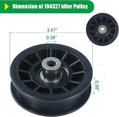 Miniatura 5 de Paquete de 2 poleas tensoras 532194326 con polea tensora 532194327 que sustituye a la polea tensora Craftsman 194326, polea tensora plana 532194327,