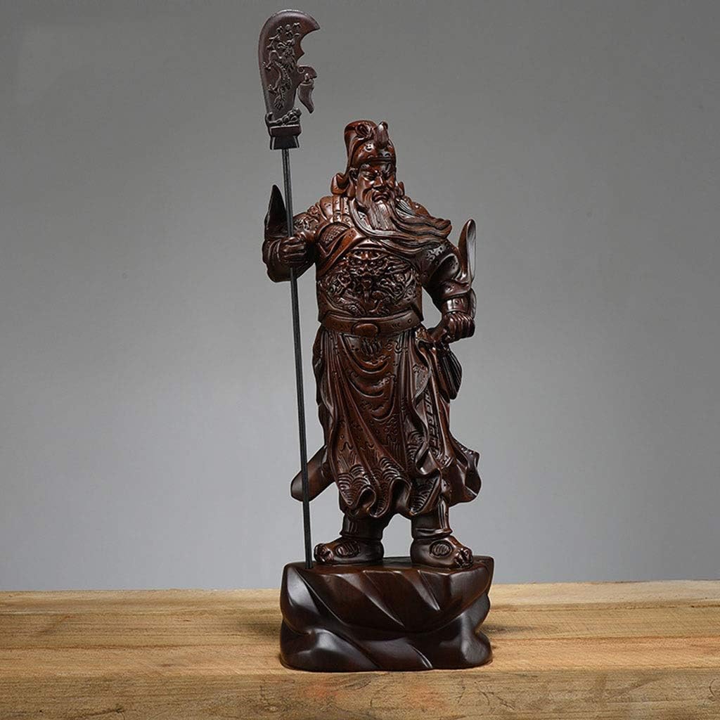 Ebony Woodcarving Guan Gong Living Room Big Lucky Town House Mahogany Guan Yu Solid Wood Stand