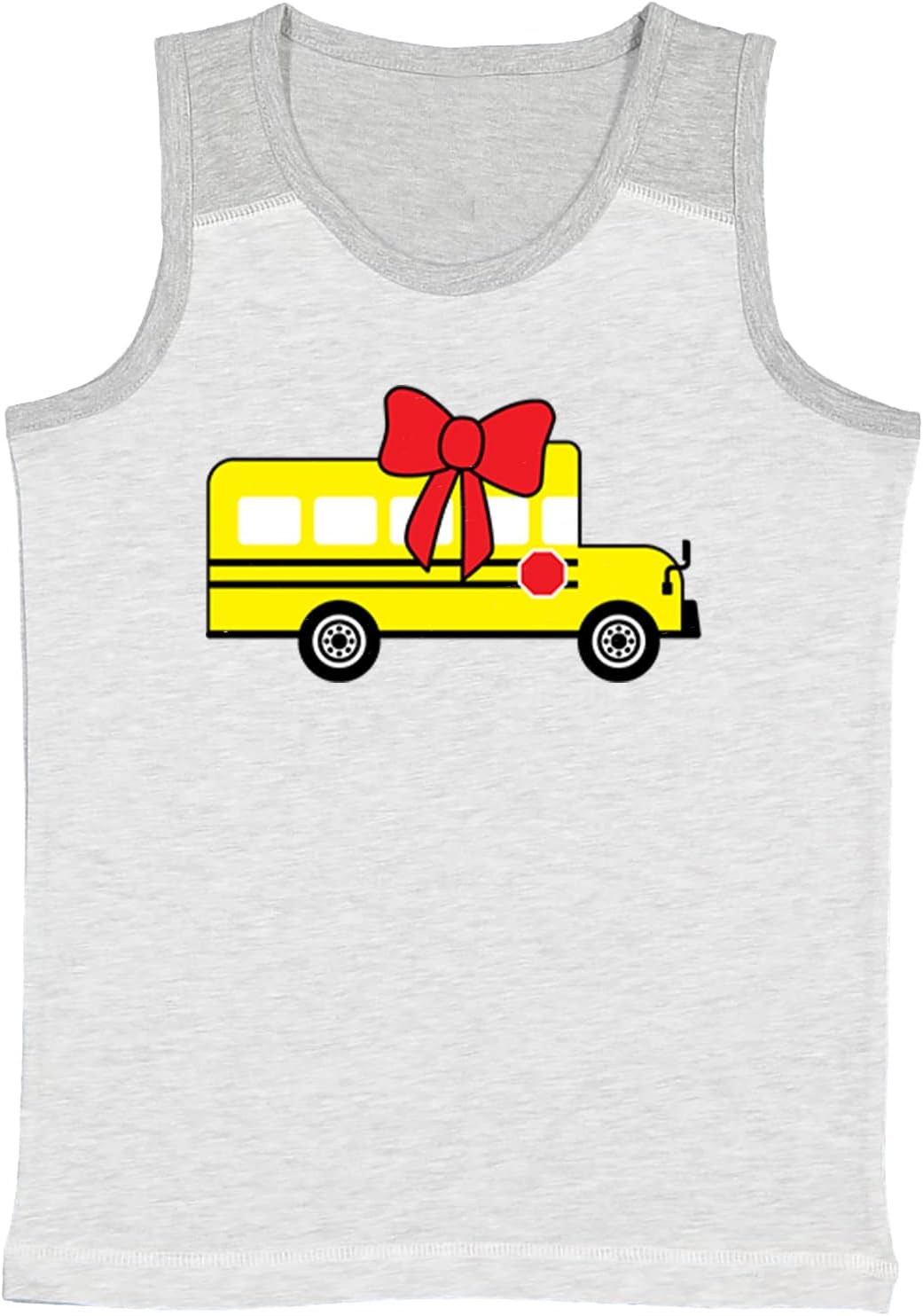School Bus with Bow - Back to School Youth Contrast Back Tank Top