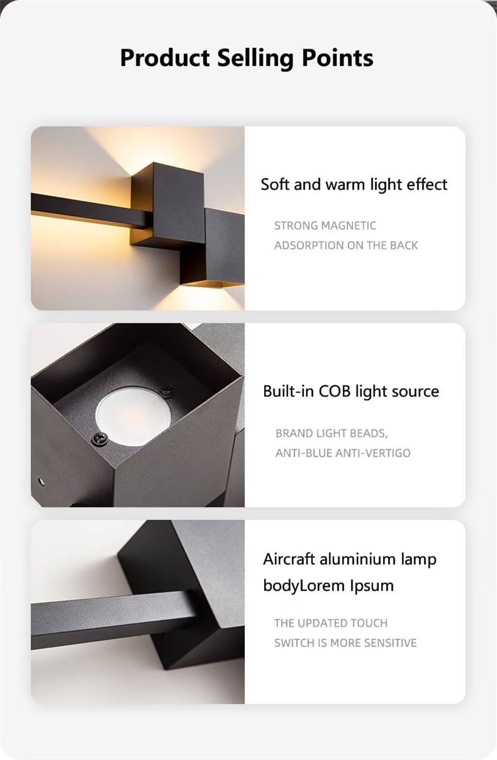DESHOME Soggiorno Appliques, Moderno Applique da Parete Interna Bianco 3000 K Luce Calda 62 cm Lunga Lampada da Parete LED Illuminazione Illuminazione Apparecchio Per Camera da Letto Ufficio Corridoio