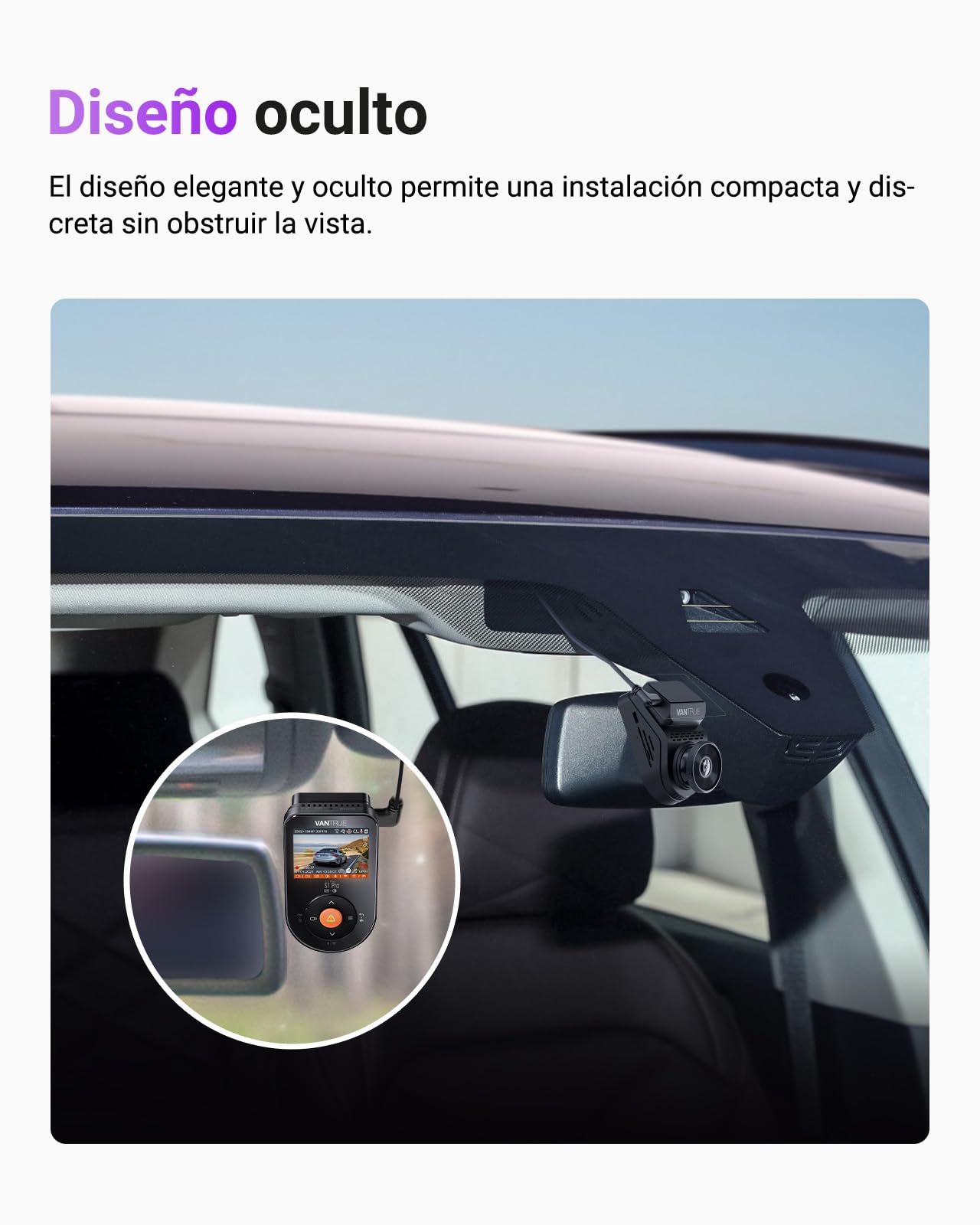 VANTRUE S1 Pro Cámara para Coche, 2,5K 60FPS, 5G WiFi GPS, ADAS, STARVIS 2, visión Nocturna Platepix, G-Sensor dashcam cámara Coche, Monitor de Aparcamiento 24H, Control por Voz & App, máx. 1 TB