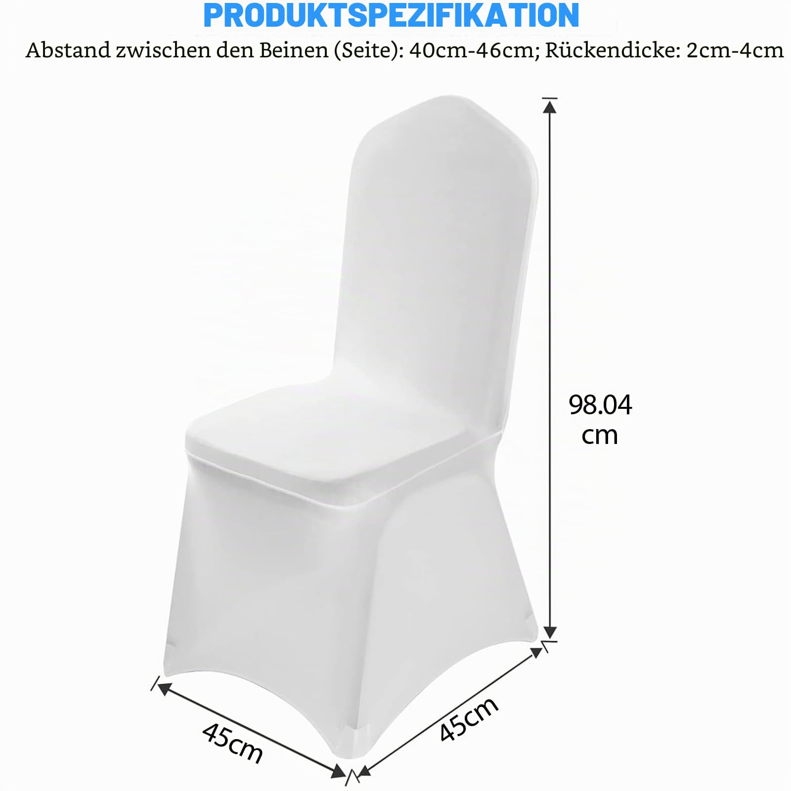 Stuhlhussen 100 Stück, Universell Stuhlhussen Weiß Polyester, Elegante Stuhl Stuhlbezüge Elasthan Spandex Waschbarer für Taufe Geburtstag Hochzeit Bankett Dekoration (100)