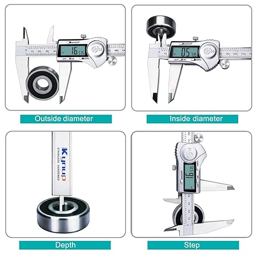 Miniatura 22 de Kynup Calibrador digital, herramienta de medición de 6 pulgadas con acero inoxidable, diseño de protección IP54 a prueba de salpicaduras, fácil