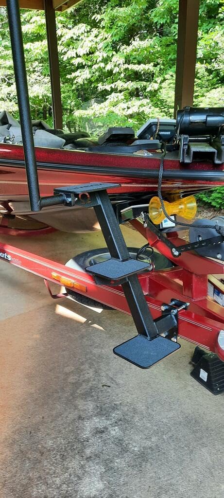 Universal 3-Step Boat Trailer Step – Heavy-Duty Steel, 450 lb Capacity, Side Mount Trailer Tongue Steps, Made in USA