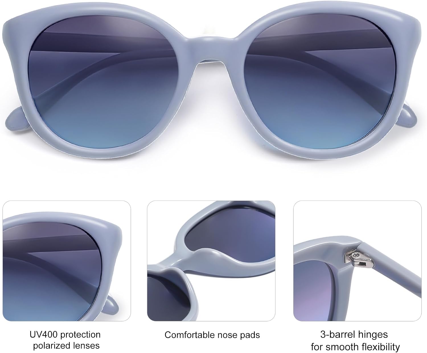 SOJOS Small Round Polarized Sunglasses for Women Men Vintage Style UV400 Lens SJ2259,(Blue)