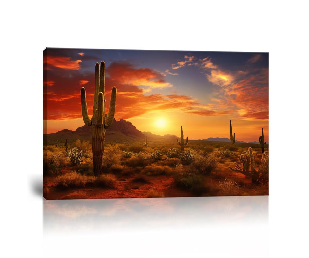 HJY Art Superstition Mountains Sunset Canvas Wall Art Arizona