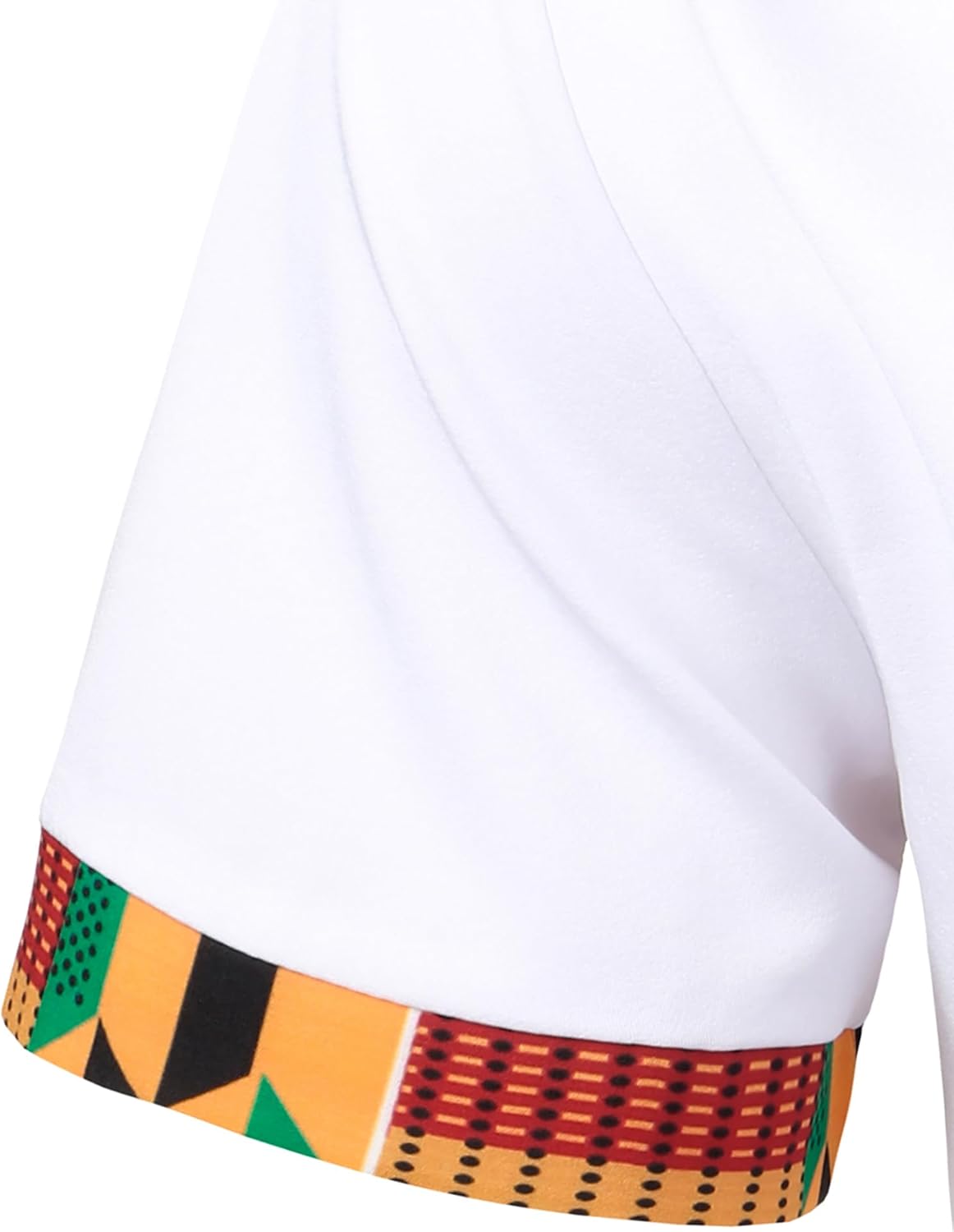 ZEROYAA Men's African Printed Patchwork Design Short Sleeve Button up Shirt - Image 5