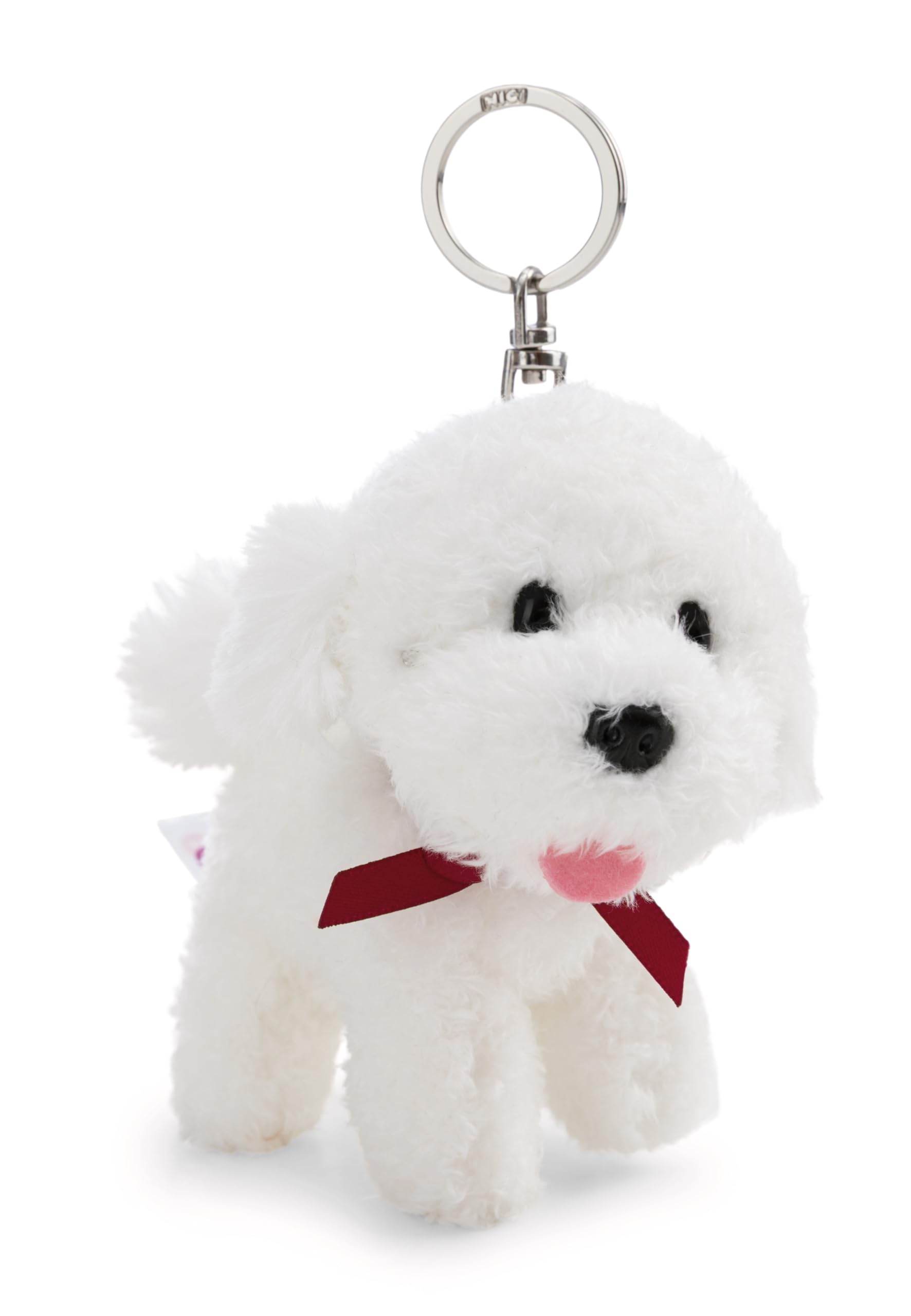 NICI 63400 Bichon Frisé Keyring, Loyal Plush Companion for Rucksacks or Bags, Key Holder for Children and Adults, 10 cm, Brown
