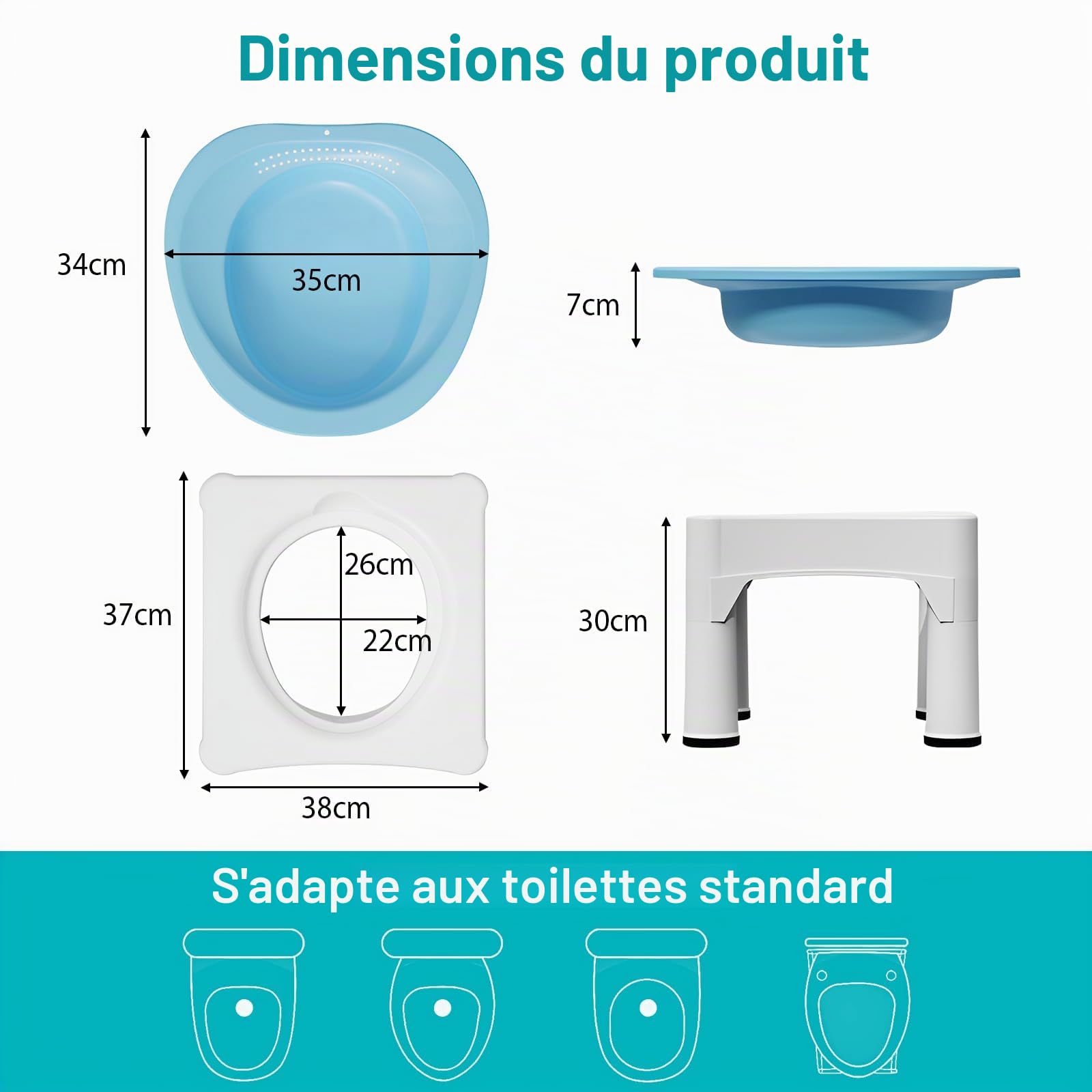 Bain d'assise pour hémorroïdes, siège de bain toilette post-partum | Siège avec support pratique pour soins intimes, grossesse et récupération après accouchement, adapté aux femmes et hommes
