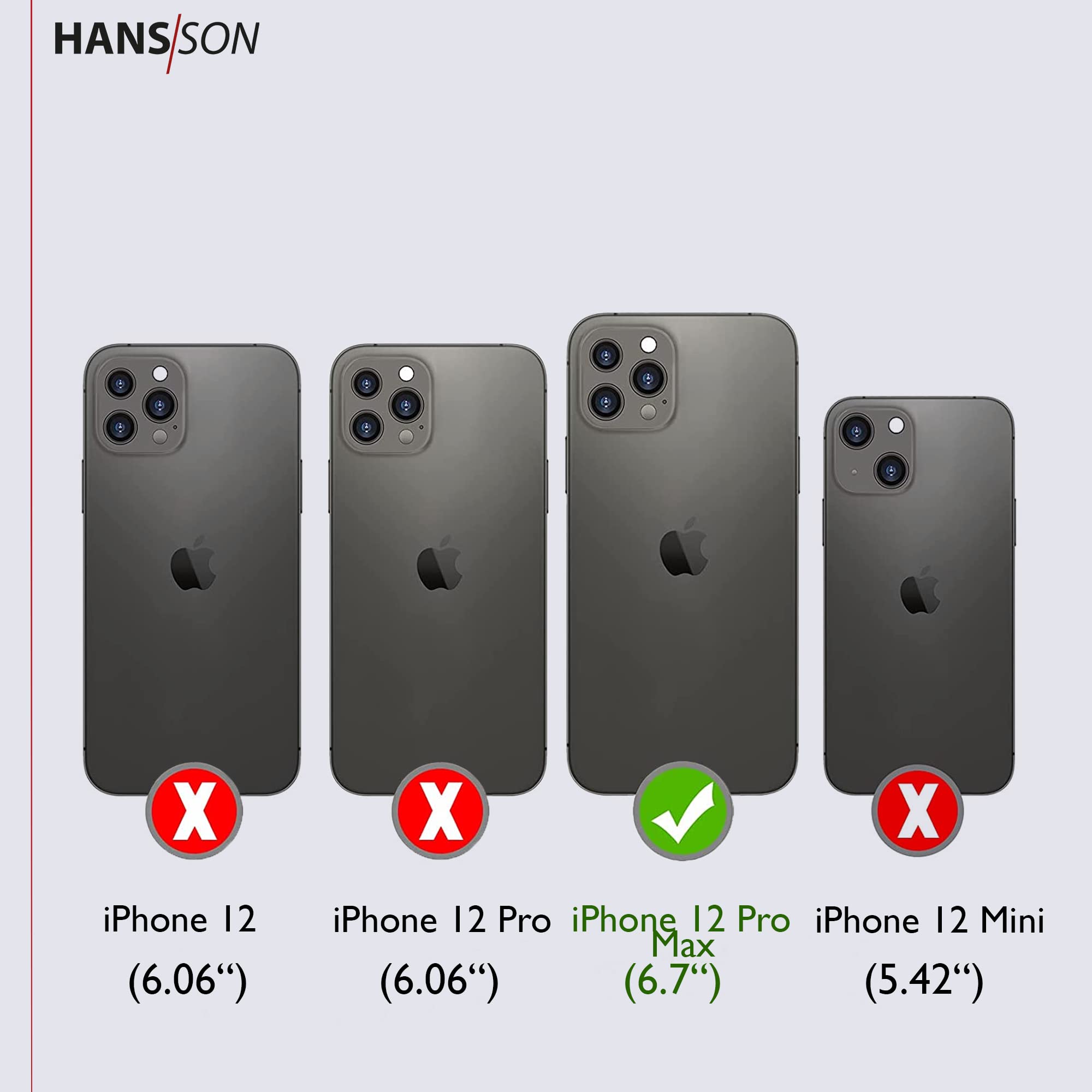 HANS/SON Custodia in vera pelle per iPhone 12 Pro Max, con chiusura magnetica, carte di credito e scomparto rimovibile (nero)